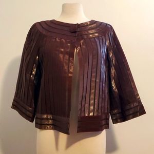 EUC Shiny Striped Kimono inspired Crop Jacket